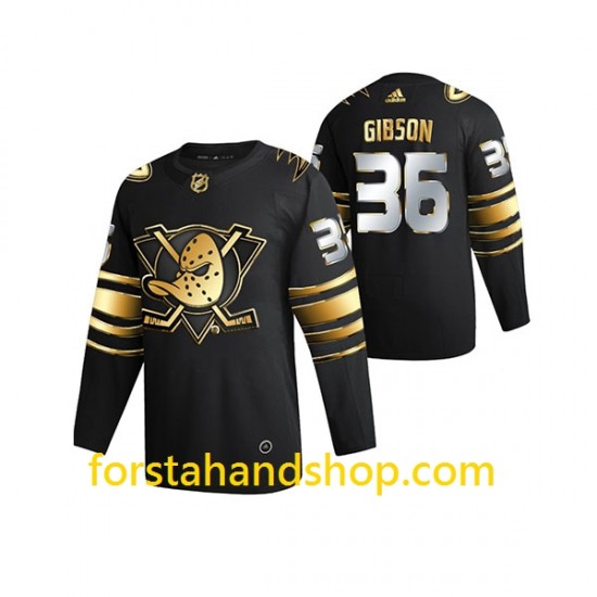 Anaheim Ducks Tröjor John Gibson 36 Adidas 2021 Svart Golden Edition Authentic