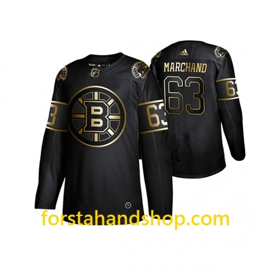 Boston Bruins Tröjor Brad Marchand 63 Adidas 2019 Svart Golden Edition Authentic