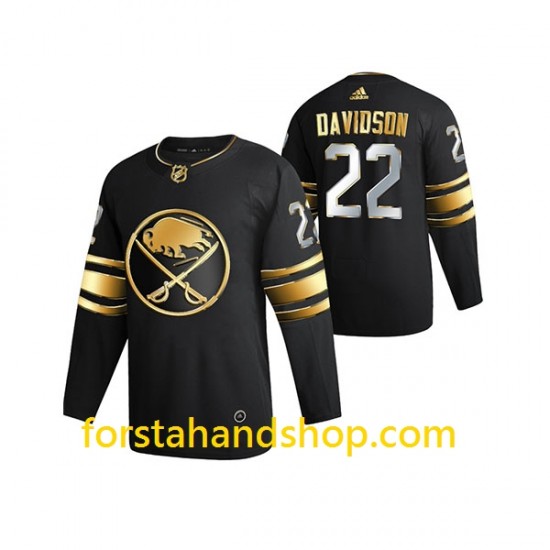 Buffalo Sabres Tröjor Brandon Davidson 22 Adidas 2021 Svart Golden Edition Authentic