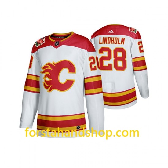 Calgary Flames Tröjor Elias Lindholm 28 Adidas 2019 Heritage Classic Vit Authentic
