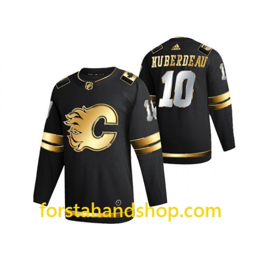 Calgary Flames Tröjor Jonathan Huberdeau 10 Adidas 2021 Svart Golden Edition Authentic