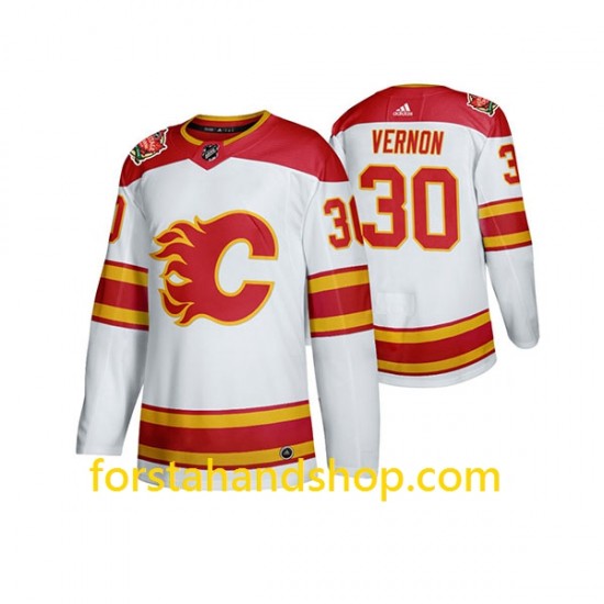 Calgary Flames Tröjor Mike Vernon 30 Adidas 2019 Heritage Classic Vit Authentic