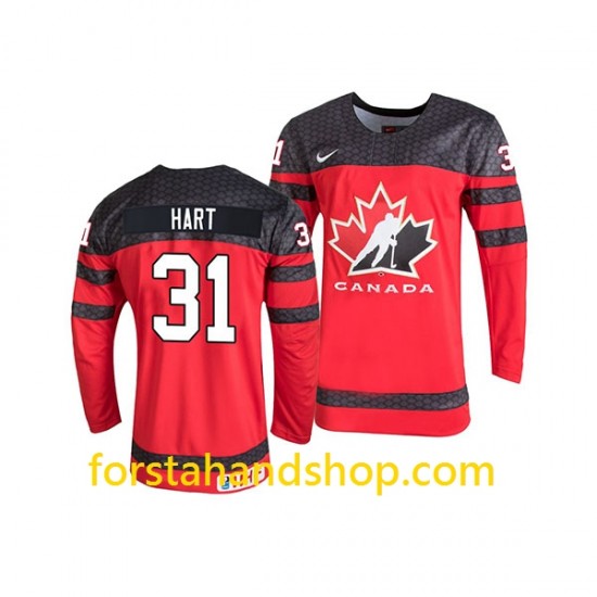 Kanada Tröjor Team Carter Hart 31 Nike 2019 IIHF World Championship Röd Authentic