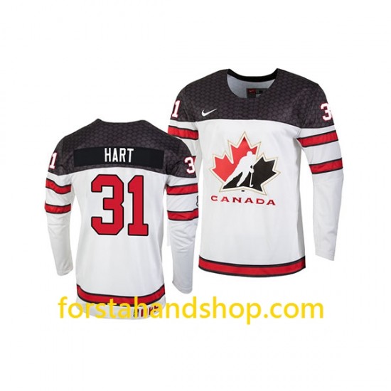 Kanada Tröjor Team Carter Hart 31 Nike 2019 IIHF World Championship Vit Authentic