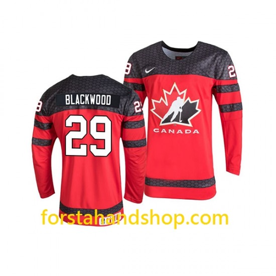 Kanada Tröjor Team Mackenzie Blackwood 29 Nike 2019 IIHF World Championship Röd Authentic