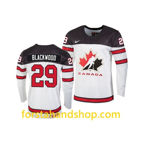 Kanada Tröjor Team Mackenzie Blackwood 29 Nike 2019 IIHF World Championship Vit Authentic