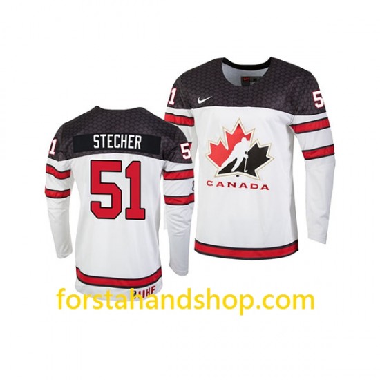 Kanada Tröjor Team Troy Stecher 51 Nike 2019 IIHF World Championship Vit Authentic