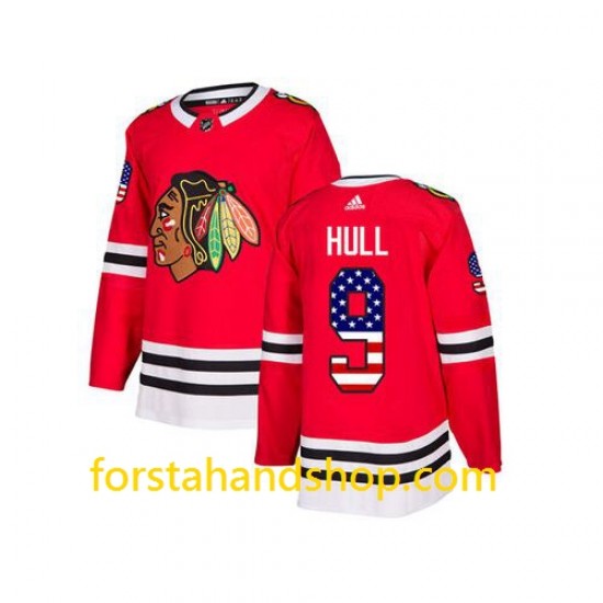 Chicago Blackhawks Tröjor Bobby Hull 9 Adidas USA Flag Röd Authentic