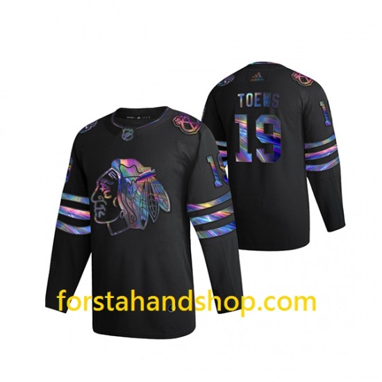 Chicago Blackhawks Tröjor Jonathan Toews 19 2021-22 Iridescent Holographic Svart Authentic