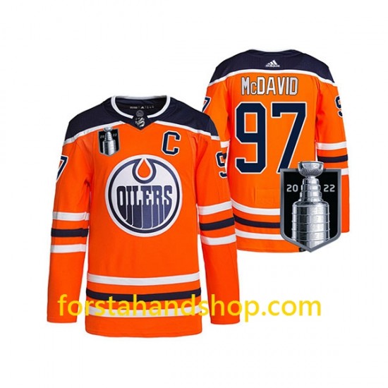 Edmonton Oilers Tröjor Connor McDavid 97 Adidas 2022 Stanley Cup Orange Authentic