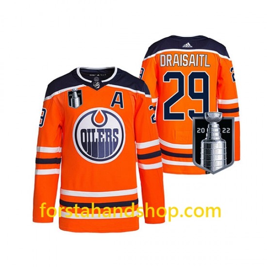 Edmonton Oilers Tröjor Leon Draisaitl 29 Adidas 2022 Stanley Cup Orange Authentic