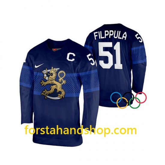 Finland Tröjor Valtteri Filppula 51 Nike Olympiska Vinterspelen 2022 Marinblå Authentic