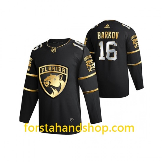 Florida Panthers Tröjor Aleksander Barkov 16 Adidas 2021 Svart Golden Edition Authentic