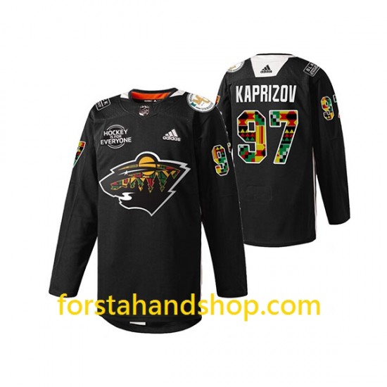 Minnesota Wild Tröjor Kirill Kaprizov 97 Adidas 2022 Black History Month Svart Authentic