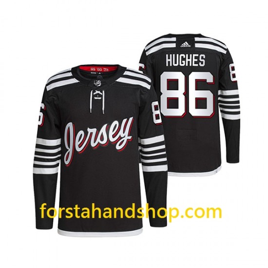 New Jersey Devils Tröjor Jack Hughes 86 Adidas 2021-2022 Svart Authentic