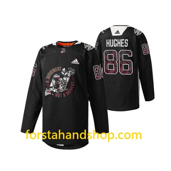 New Jersey Devils Tröjor Jack Hughes 86 Adidas Black History Month Svart Authentic