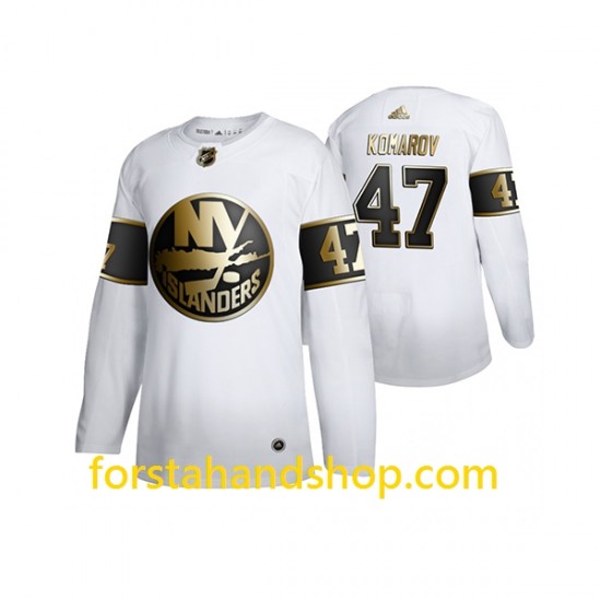 New York Islanders Tröjor Leo Komarov 47 Adidas 2019-20 Vit Golden Edition Authentic
