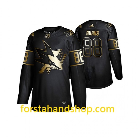 San Jose Sharks Tröjor Brent Burns 88 Adidas 2019 Svart Golden Edition Authentic