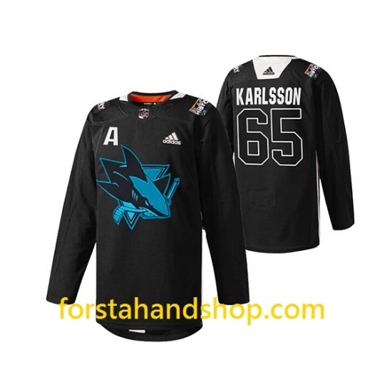 San Jose Sharks Tröjor Erik Karlsson 65 Adidas 2022 Black History Month Svart Authentic