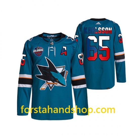 San Jose Sharks Tröjor Erik Karlsson 65 Adidas 2022 NHL Global Series Kricka Authentic