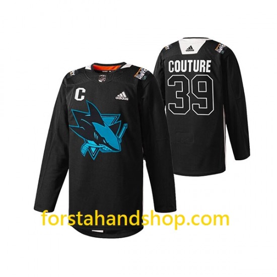 San Jose Sharks Tröjor Logan Couture 39 Adidas 2022 Black History Month Svart Authentic