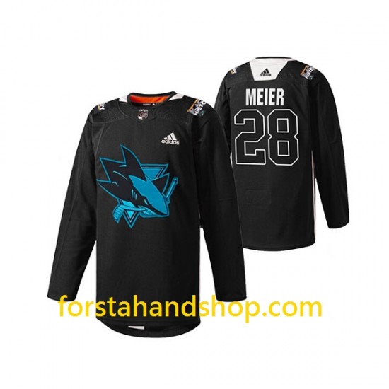 San Jose Sharks Tröjor Timo Meier 28 Adidas 2022 Black History Month Svart Authentic