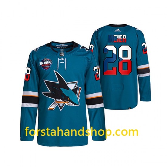San Jose Sharks Tröjor Timo Meier 28 Adidas 2022 NHL Global Series Kricka Authentic