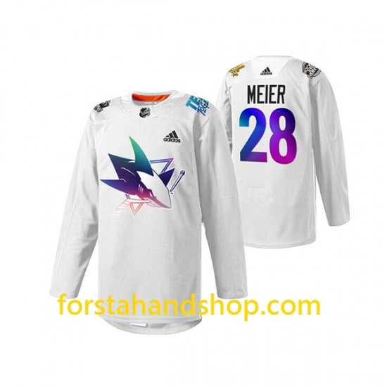 San Jose Sharks Tröjor Timo Meier 28 Adidas 2022 Pride Night Vit Authentic
