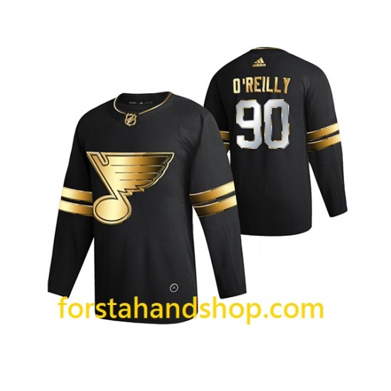 St. Louis Blues Tröjor Ryan O Reilly 90 Adidas 2021 Svart Golden Edition Authentic