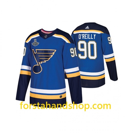 St. Louis Blues Tröjor Ryan O'Reilly 90 Adidas 2019 Stanley Cup Champions Royal Authentic