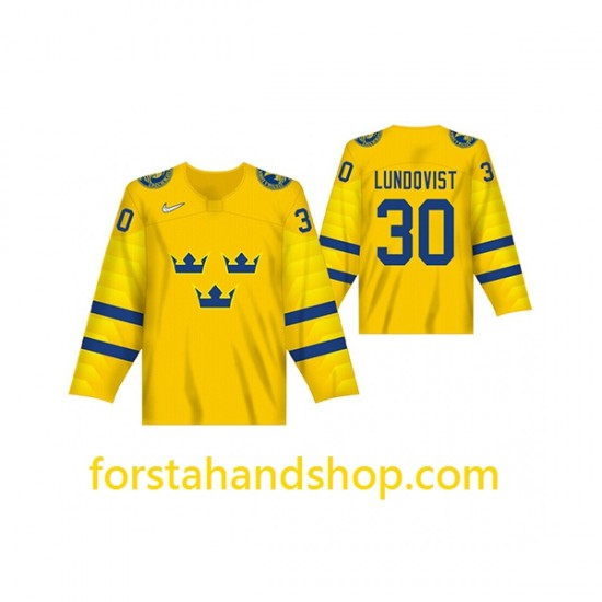 Sverige Tröjor Henrik Lundqvist 30 Nike 2019 IIHF World Championship Gul Authentic