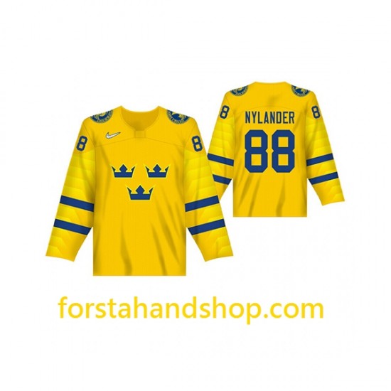 Sverige Tröjor William Nylander 88 Nike 2019 IIHF World Championship Gul Authentic