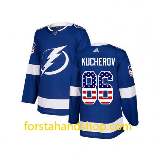 Tampa Bay Lightning Tröjor Nikita Kucherov 86 Adidas USA Flag Blå Authentic