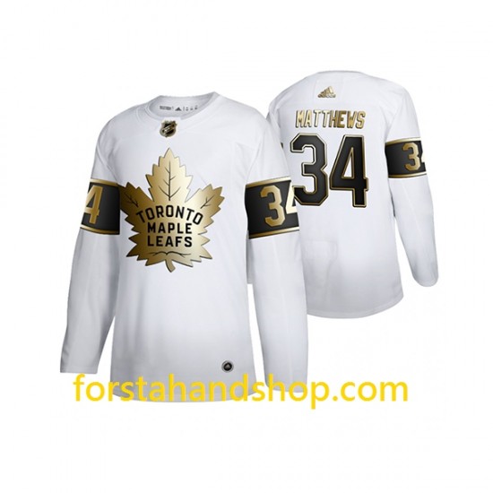 Toronto Maple Leafs Tröjor Auston Matthews 34 Adidas 2019-20 Vit Golden Edition Authentic