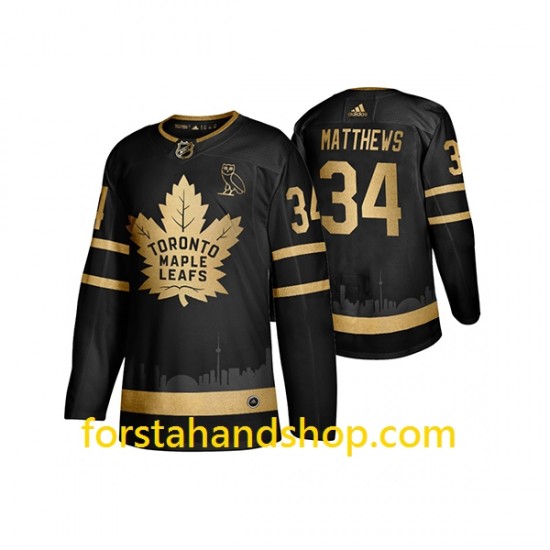 Toronto Maple Leafs Tröjor Auston Matthews 34 Adidas OVO Svart Golden Edition Authentic