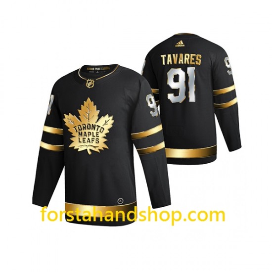 Toronto Maple Leafs Tröjor John Tavares 91 Adidas 2021 Svart Golden Edition Authentic