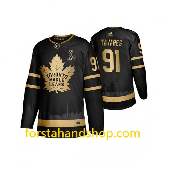 Toronto Maple Leafs Tröjor John Tavares 91 Adidas OVO Svart Golden Edition Authentic