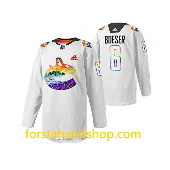 Vancouver Canucks Tröjor Brock Boeser 6 Adidas Pride Night Vit Authentic