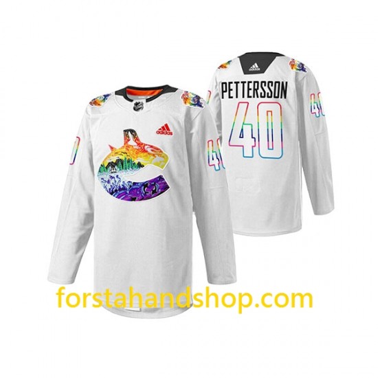 Vancouver Canucks Tröjor Elias Pettersson 40 Adidas Pride Night Vit Authentic