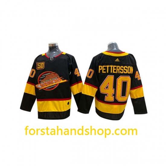 Vancouver Canucks Tröjor Elias Pettersson 40 Flying Skate Adidas 2019-20 50th Anniversary Svart Authentic