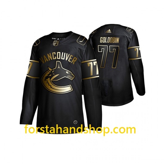 Vancouver Canucks Tröjor Nikolay Goldobin 77 Adidas 2019 Svart Golden Edition Authentic