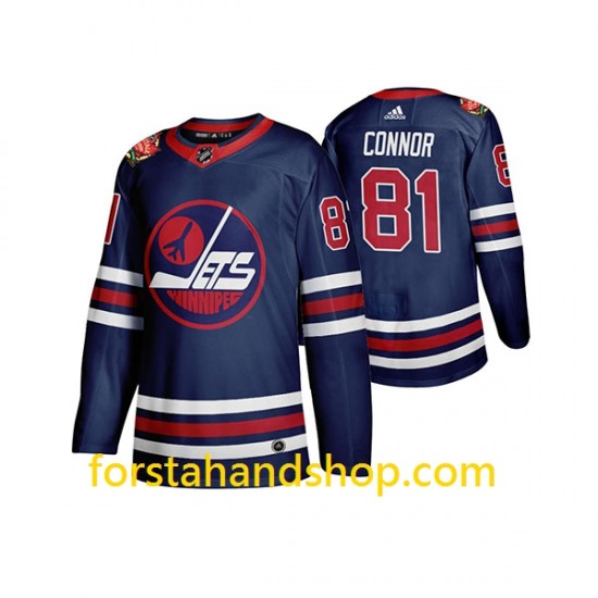 Winnipeg Jets Tröjor Kyle Connor 81 Adidas 2019 Heritage Classic Marinblå Authentic