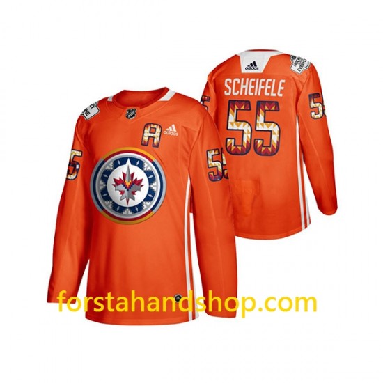 Winnipeg Jets Tröjor Mark Scheifele 55 Adidas 2020 WASAC Night Orange Authentic