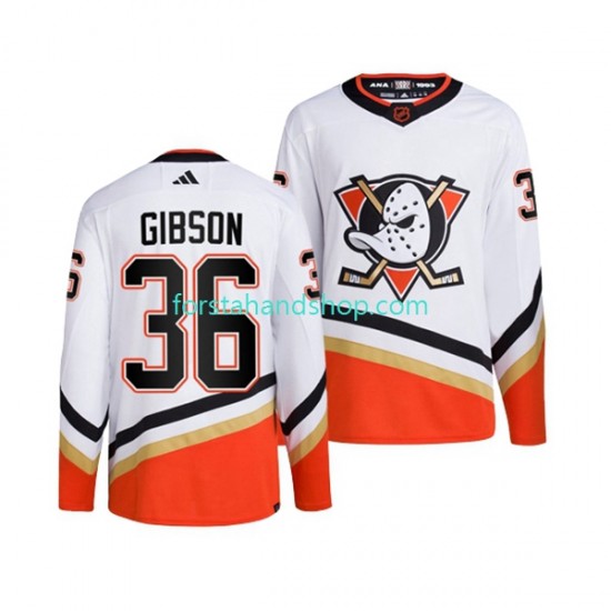 Anaheim Ducks Tröjor JOHN GIBSON 36 Adidas 2022-23 Reverse Retro Vit Authentic