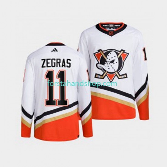 Anaheim Ducks Tröjor Trevor Zegras 11 Adidas 2022-23 Reverse Retro Vit Authentic