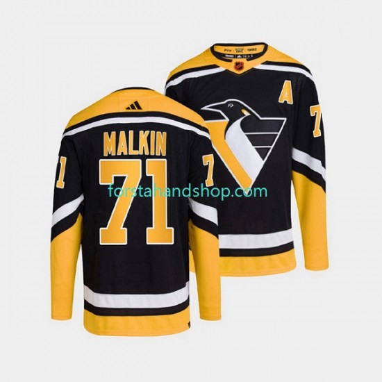 Pittsburgh Penguins Tröjor Evgeni Malkin 71 Adidas 2022-23 Reverse Retro Svart Authentic