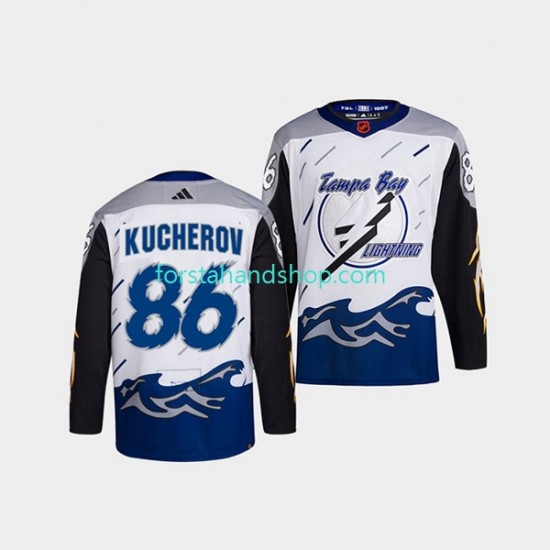Tampa Bay Lightning Tröjor Nikita Kucherov 86 Adidas 2022 Reverse Retro Vit Authentic