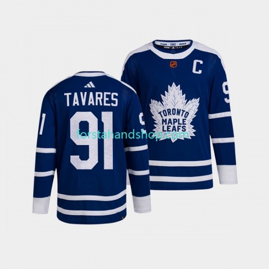 Toronto Maple Leafs Tröjor John Tavares 91 Adidas 2022 Reverse Retro Blå Authentic