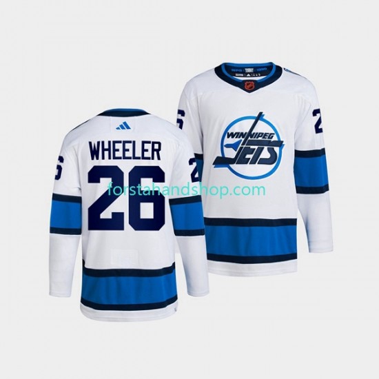 Winnipeg Jets Tröjor Blake Wheeler 26 Adidas 2022 Reverse Retro Vit Authentic